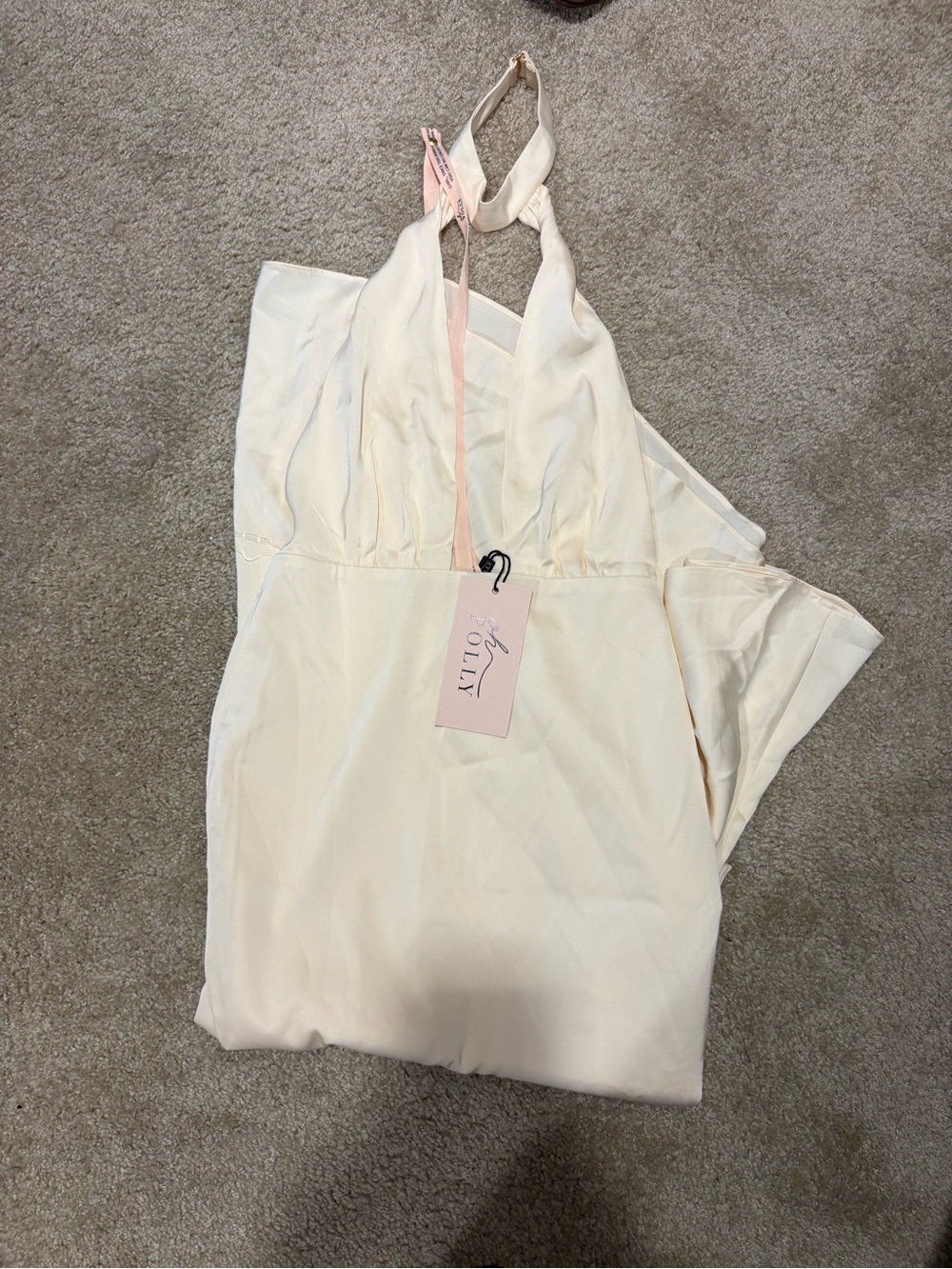 Oh Polly Backless Halter Neck Gown in Ivory - Picture 4 of 5
